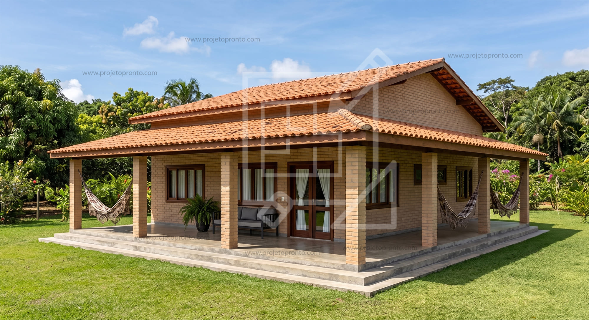 casa de campo em tijolo ecológico