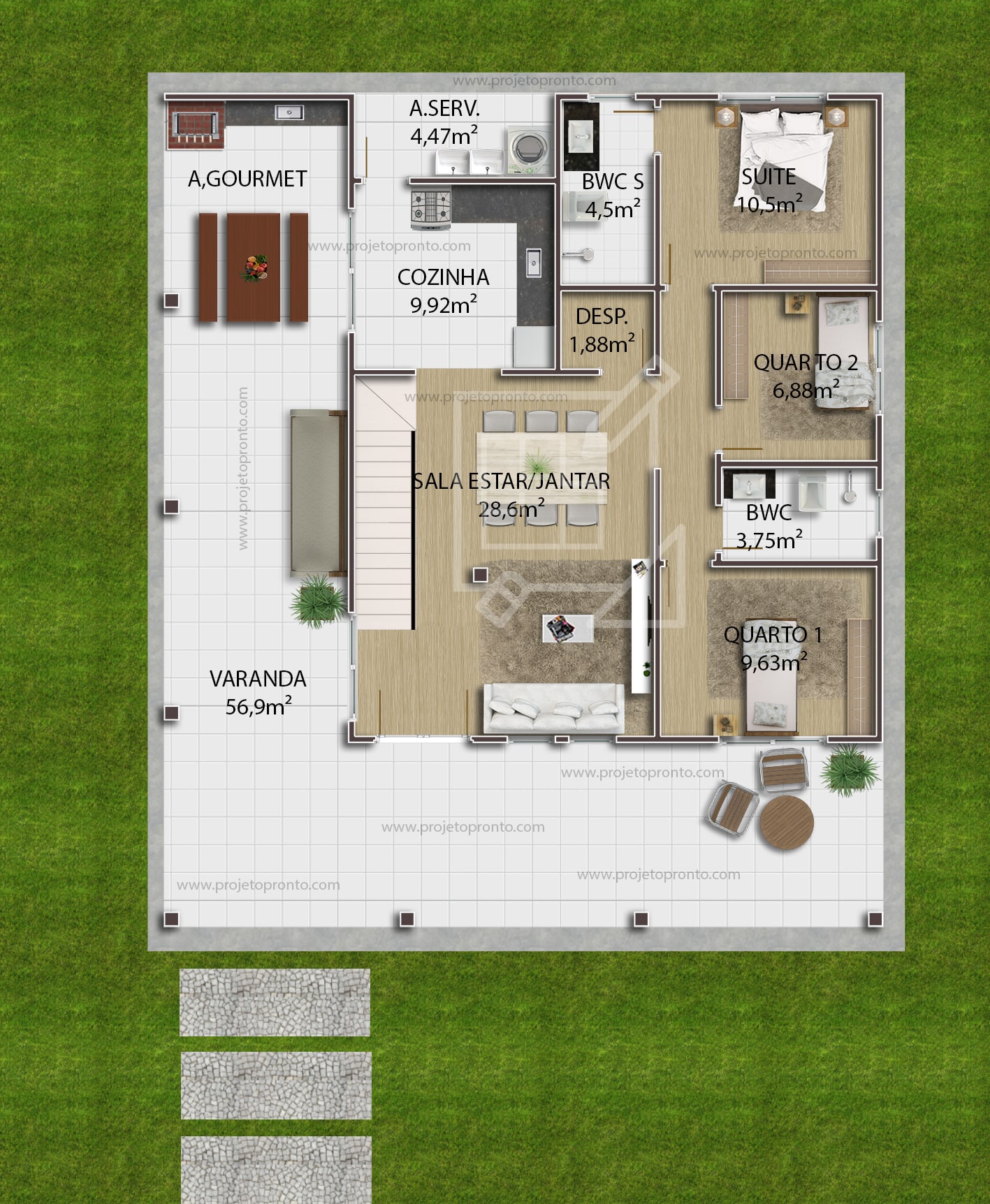 planta projeto pronto casa de tijolo ecologico