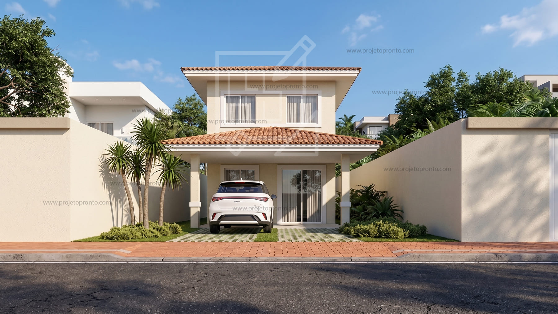 Projeto de sobrado 3 quartos sendo 1 suite, projeto pronto,planta de casa 3 quartos