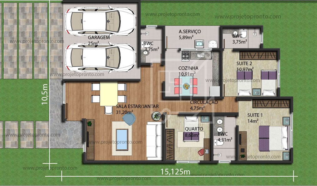 planta projeto pronto casa de tijolo ecologico